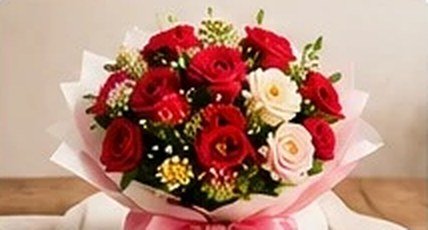Red & White Rose Bouquet
